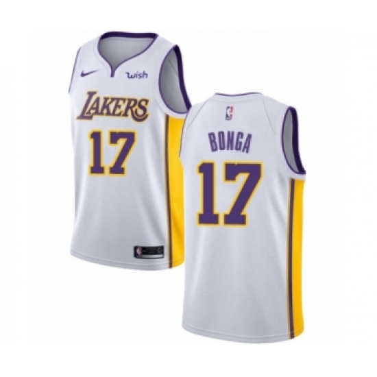 Men's Los Angeles Lakers 17 Isaac Bonga Authentic White Basketball Jersey - Association Edition
