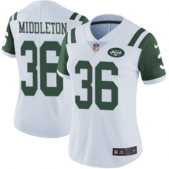 Women Nike New York Jets 36 Doug Middleton White Vapor Untouchable Limited Player NFL Jersey