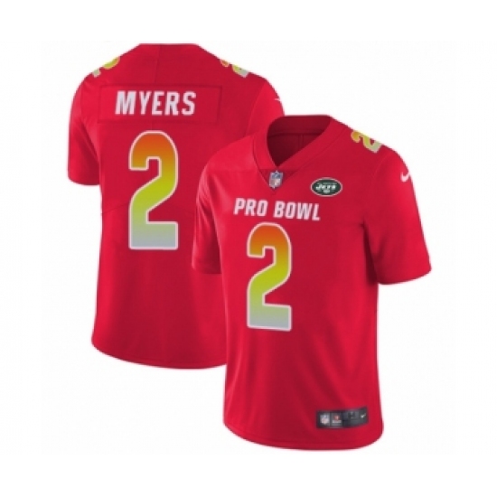 Men's Nike New York Jets 2 Jason Myers Limited Red AFC 2019 Pro Bowl NFL Jersey