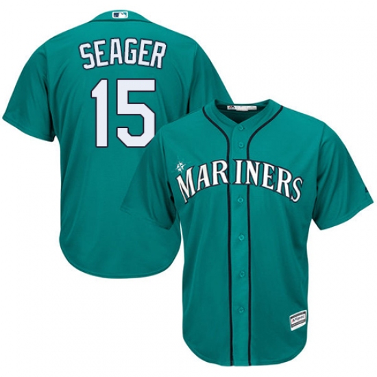 Youth Majestic Seattle Mariners 15 Kyle Seager Replica Teal Green Alternate Cool Base MLB Jersey