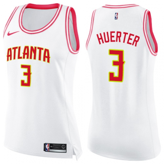 Women's Nike Atlanta Hawks 3 Kevin Huerter Swingman White Pink Fashion NBA Jersey