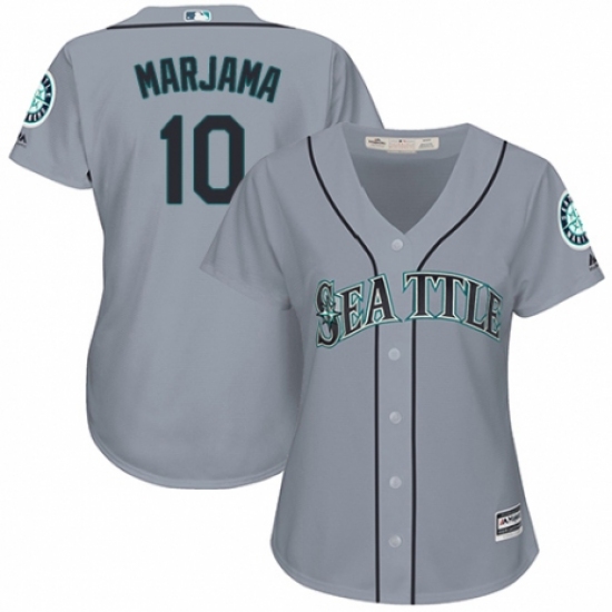 Women's Majestic Seattle Mariners 10 Mike Marjama Replica Grey Road Cool Base MLB Jersey