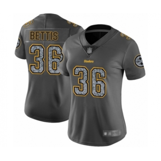 Women's Pittsburgh Steelers 36 Jerome Bettis Limited Gray Static Fashion Football Jersey
