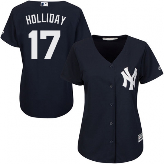 Women's Majestic New York Yankees 17 Matt Holliday Replica Navy Blue Alternate MLB Jersey