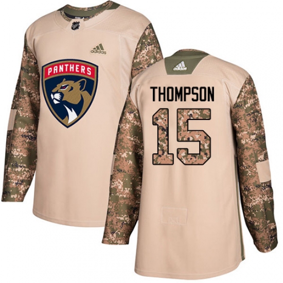 Youth Adidas Florida Panthers 15 Paul Thompson Authentic Camo Veterans Day Practice NHL Jersey