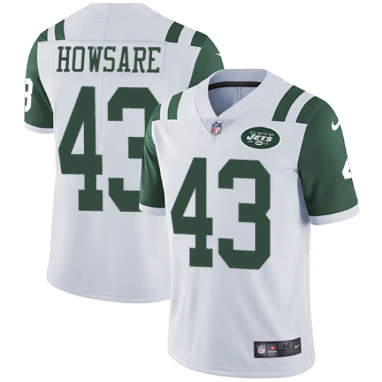 Men's Nike New York Jets 43 Julian Howsare White Vapor Untouchable Limited Player NFL Jersey