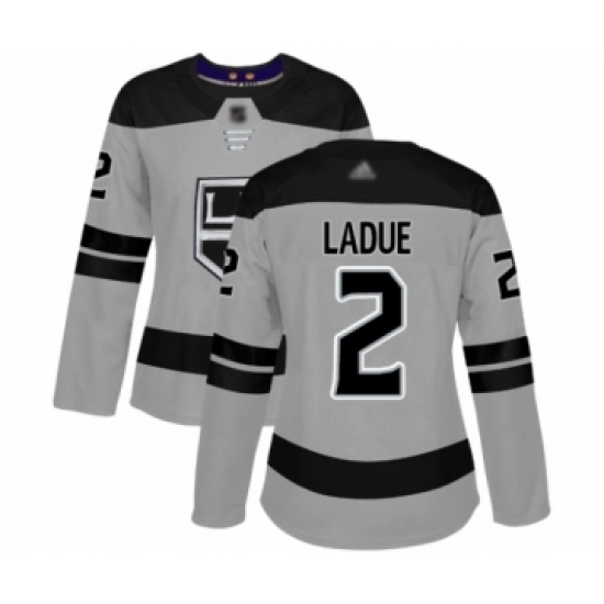 Women's Los Angeles Kings 2 Paul LaDue Authentic Gray Alternate Hockey Jersey