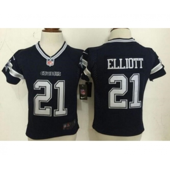 Toddler Dallas Cowboys 21 Ezekiel Elliott Navy Blue Team Color Stitched NFL Nike Game Jersey