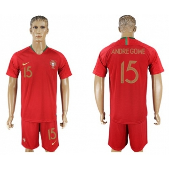 Portugal 15 Andre Gome Home Soccer Country Jersey