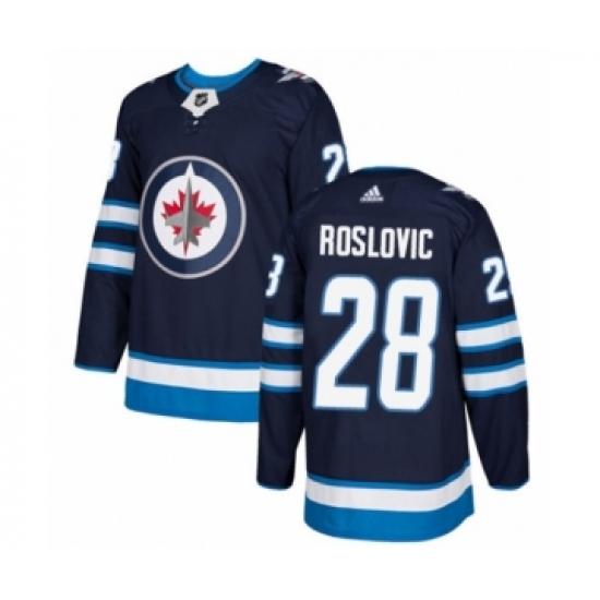 Men's Adidas Winnipeg Jets 28 Jack Roslovic Premier Navy Blue Home NHL Jersey