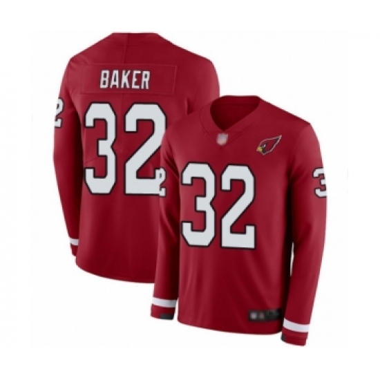 Youth Arizona Cardinals 32 Budda Baker Limited Red Therma Long Sleeve Football Jersey
