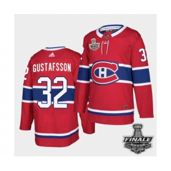 Men's Adidas Canadiens 32 Erik Gustafsson Red Road Authentic 2021 Stanley Cup Jersey