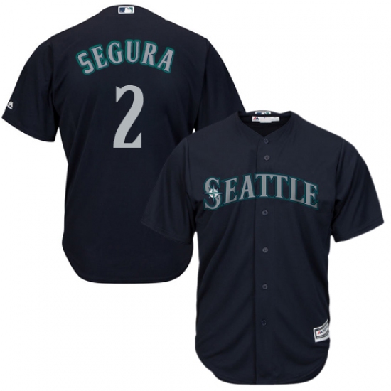 Youth Majestic Seattle Mariners 2 Jean Segura Authentic Navy Blue Alternate 2 Cool Base MLB Jersey