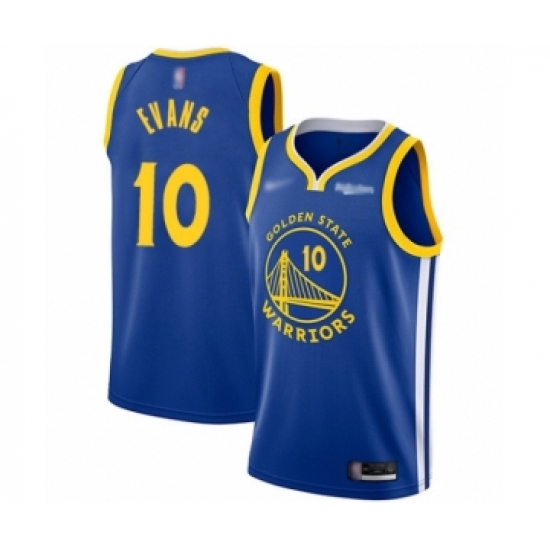 Men's Golden State Warriors 10 Jacob Evans Authentic Royal Finished Basketball Jersey - Icon Edition