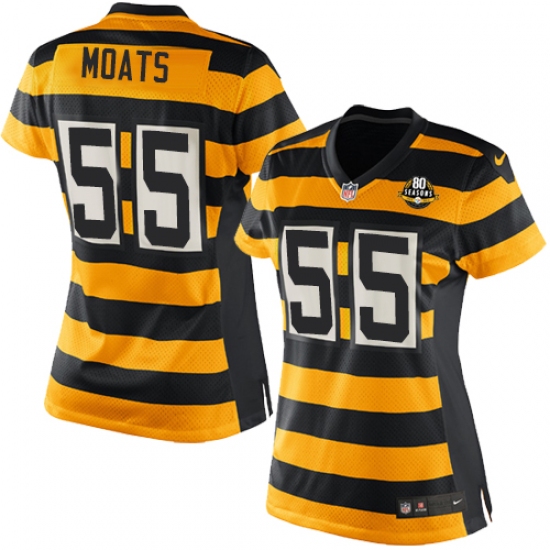 Women's Nike Pittsburgh Steelers 55 Arthur Moats Game Yellow/Black Alternate 80TH Anniversary Throwback NFL Jersey