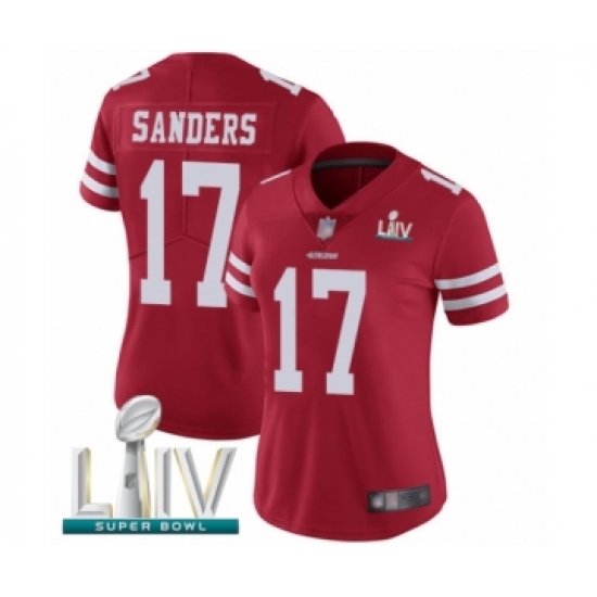 Women's San Francisco 49ers 17 Emmanuel Sanders Red Team Color Vapor Untouchable Limited Player Super Bowl LIV Bound Football Jersey