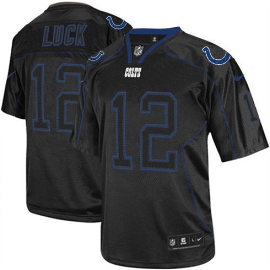Youth Nike Indianapolis Colts 12 Andrew Luck Elite Lights Out Black NFL Jersey
