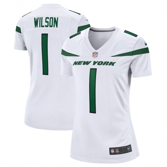 Women's New York Jets 1 Zach Wilson Nike White 2021 NFL Draft First Round Pick Game Jersey
