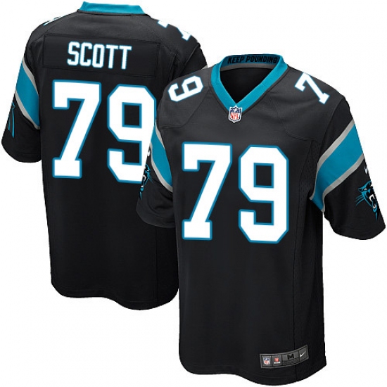 Men's Nike Carolina Panthers 79 Chris Scott Game Black Team Color NFL Jersey