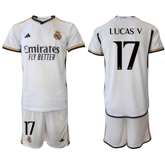 Men's Real Madrid 17 Lucas v. 2023-24 White Home Soccer Jersey