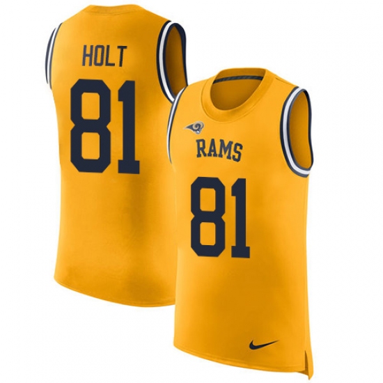 Men's Nike Los Angeles Rams 81 Torry Holt Limited Gold Rush Player Name & Number Tank Top NFL Jersey