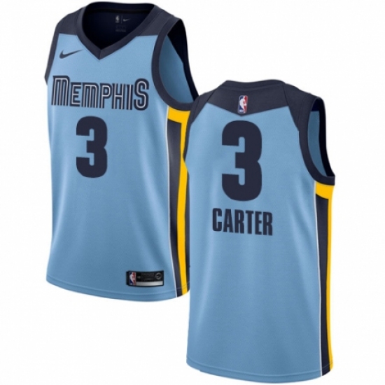 Men's Nike Memphis Grizzlies 3 Jevon Carter Authentic Light Blue NBA Jersey Statement Edition
