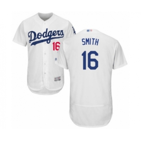 Men's Los Angeles Dodgers 16 Will Smith White Home Flex Base Authentic Collection Baseball Player Jersey