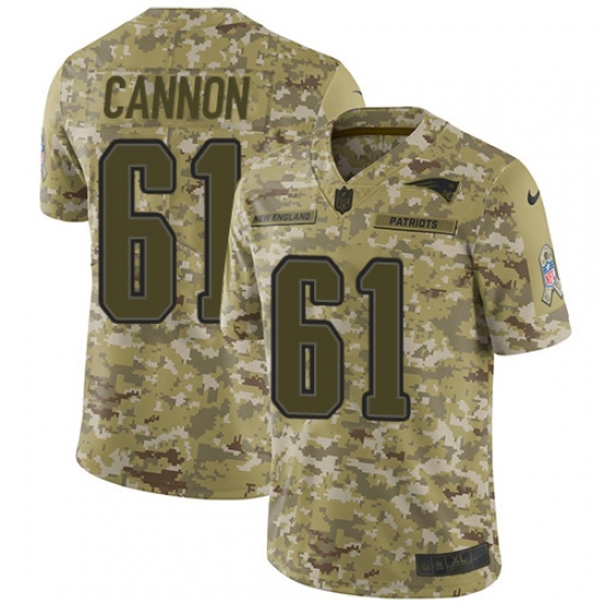 Men's Nike New England Patriots 61 Marcus Cannon Limited Camo 2018 Salute to Service NFL Jersey
