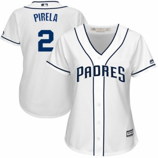 Women's Majestic San Diego Padres 2 Jose Pirela Replica White Home Cool Base MLB Jersey