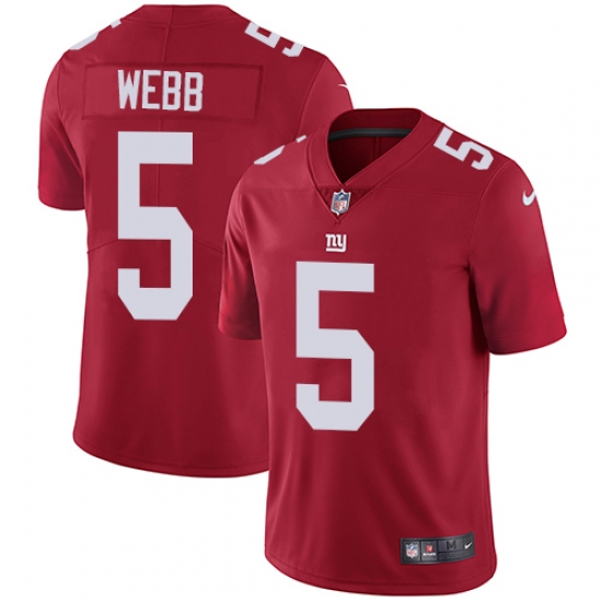 Men's Nike New York Giants 5 Davis Webb Red Alternate Vapor Untouchable Limited Player NFL Jersey