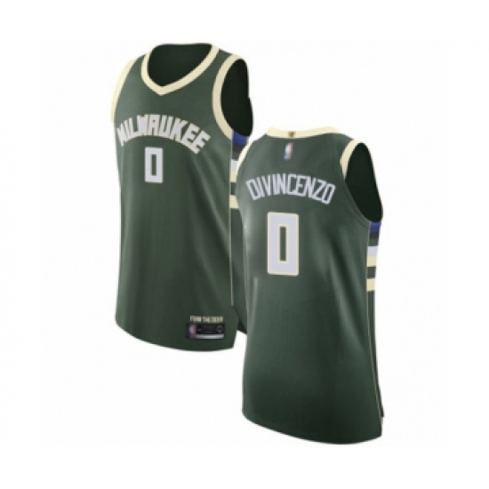 Men's Milwaukee Bucks 0 Donte DiVincenzo Authentic Green Basketball Jersey - Icon Edition