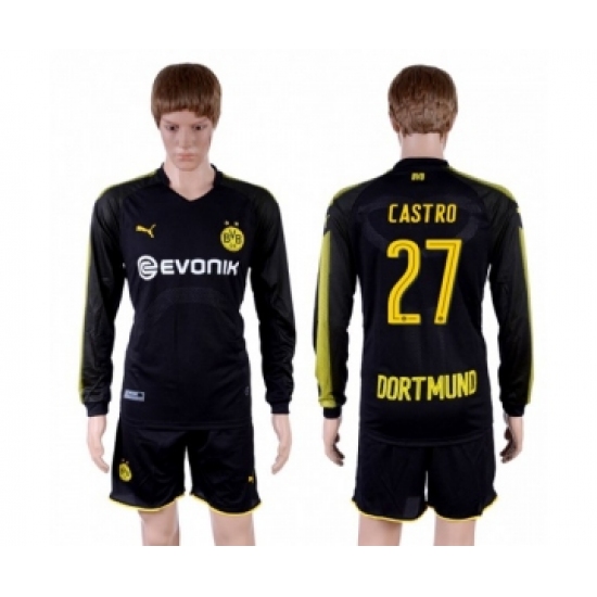 Dortmund 27 Castro Away Long Sleeves Soccer Club Jersey