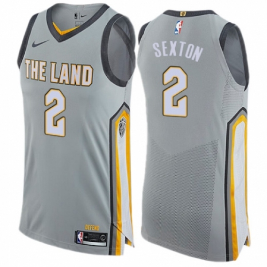 Men's Nike Cleveland Cavaliers 2 Collin Sexton Authentic Gray NBA Jersey - City Edition