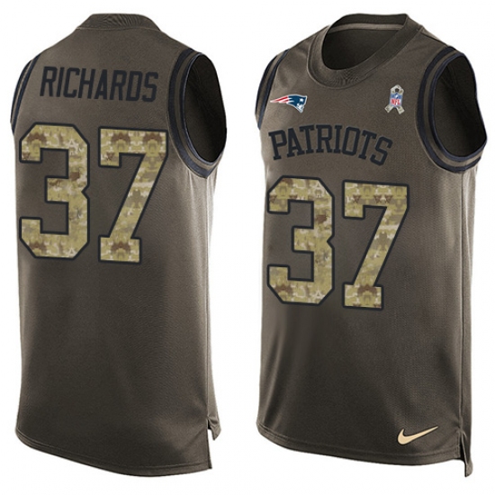 Men's Nike New England Patriots 37 Jordan Richards Limited Green Salute to Service Tank Top NFL Jersey