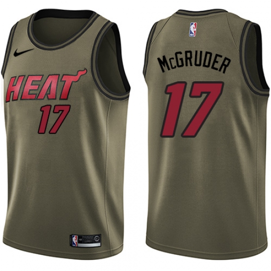 Men's Nike Miami Heat 17 Rodney McGruder Swingman Green Salute to Service NBA Jersey