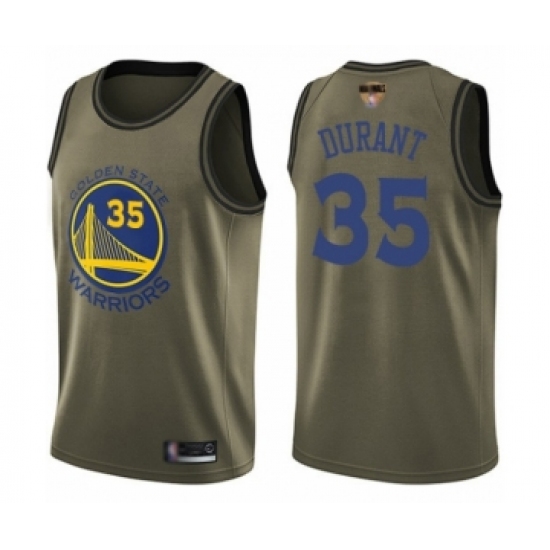 Youth Golden State Warriors 35 Kevin Durant Swingman Green Salute to Service 2019 Basketball Finals Bound Basketball Jersey