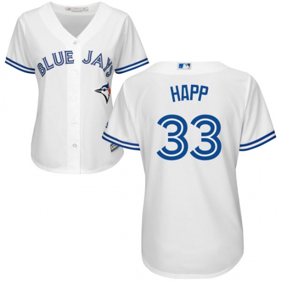 Women's Majestic Toronto Blue Jays 33 J.A. Happ Authentic White Home MLB Jersey