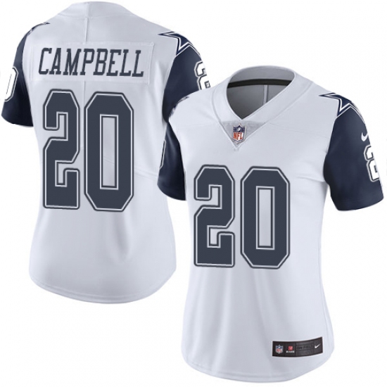 Women's Nike Dallas Cowboys 20 Ibraheim Campbell Limited White Rush Vapor Untouchable NFL Jersey