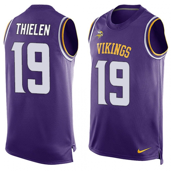 Men's Nike Minnesota Vikings 19 Adam Thielen Limited Purple Player Name & Number Tank Top NFL Jersey