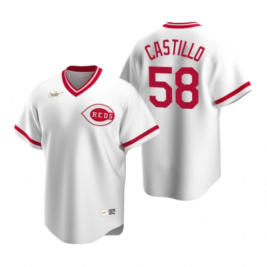 Men's Nike Cincinnati Reds 58 Luis Castillo White Cooperstown Collection Home Stitched Baseball Jersey