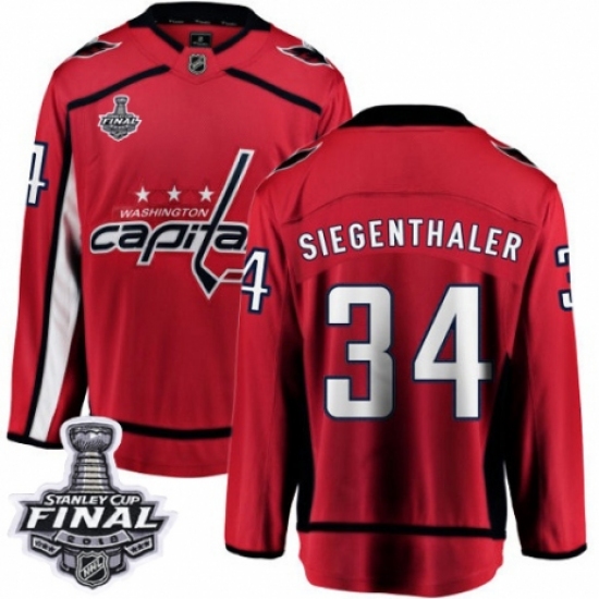 Youth Washington Capitals 34 Jonas Siegenthaler Fanatics Branded Red Home Breakaway 2018 Stanley Cup Final NHL Jersey