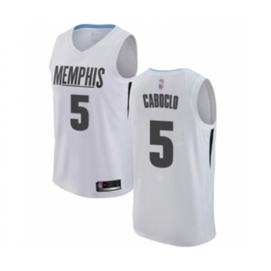 Men's Memphis Grizzlies 5 Bruno Caboclo Authentic White Basketball Jersey - City Edition