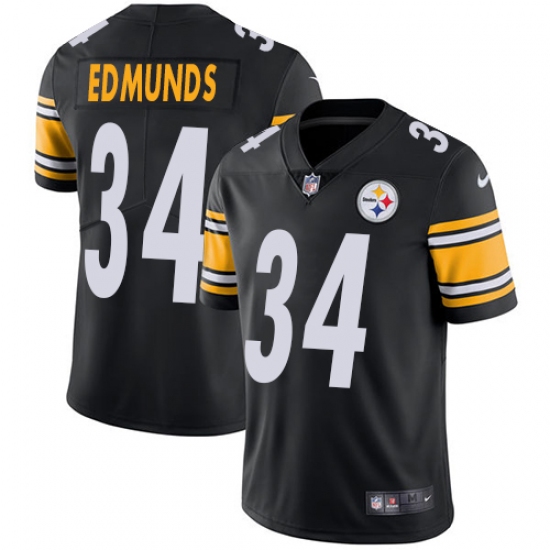 Youth Nike Pittsburgh Steelers 34 Terrell Edmunds Black Team Color Vapor Untouchable Limited Player NFL Jersey