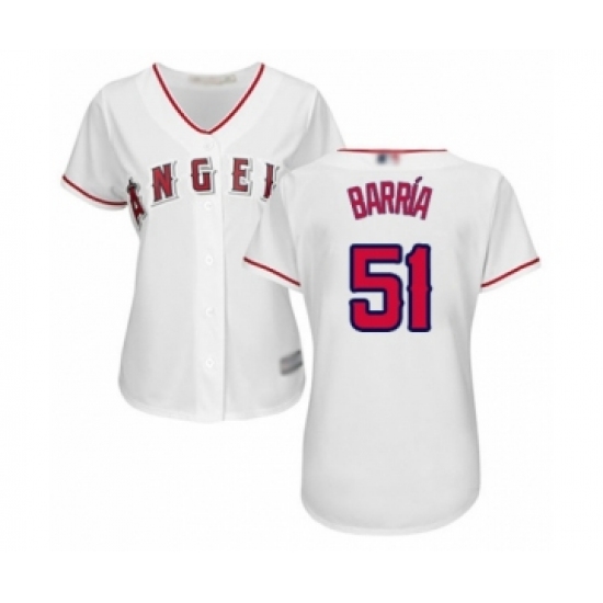 Women's Los Angeles Angels of Anaheim 51 Jaime Barria Authentic White Home Cool Base Baseball Player Jersey