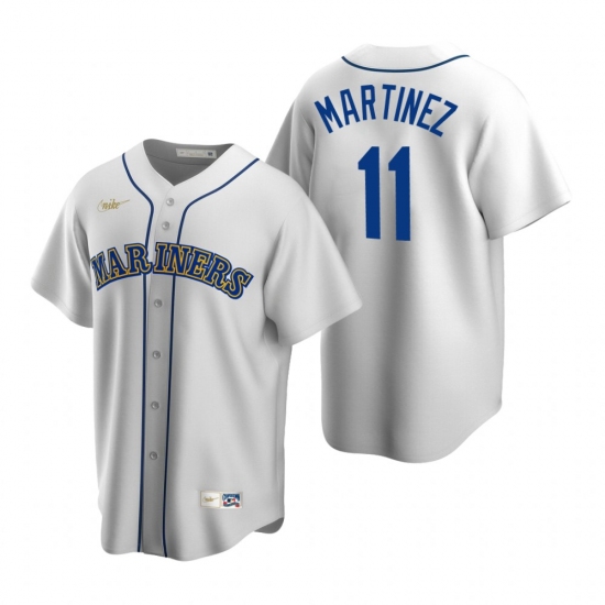 Men's Nike Seattle Mariners 11 Edgar Martinez White Cooperstown Collection Home Stitched Baseball Jersey