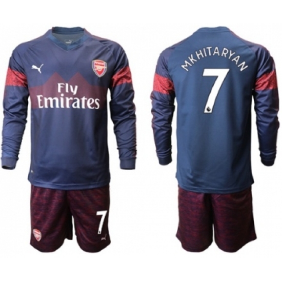 Arsenal 7 Mkhitaryan Away Long Sleeves Soccer Club Jersey