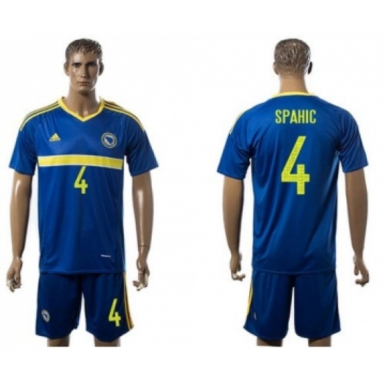 Bosnia Herzegovina 4 Spahic Home Soccer Country Jersey