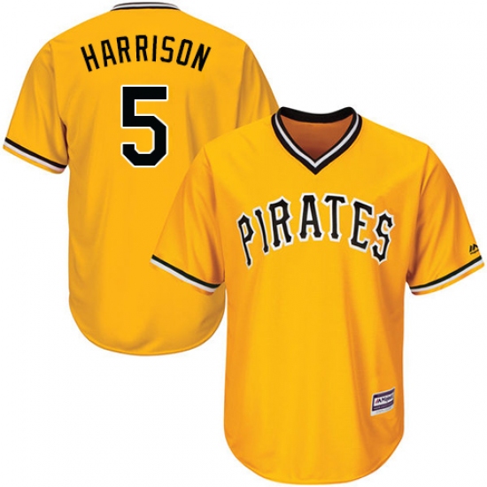 Men's Majestic Pittsburgh Pirates 5 Josh Harrison Replica Gold Alternate Cool Base MLB Jersey