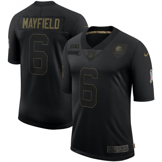 Men's Cleveland Browns 6 Baker Mayfield Black Nike 2020 Salute To Service Limited Jersey