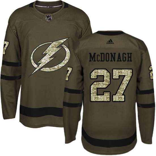 Men's Adidas Tampa Bay Lightning 27 Ryan McDonagh Authentic Green Salute to Service NHL Jersey